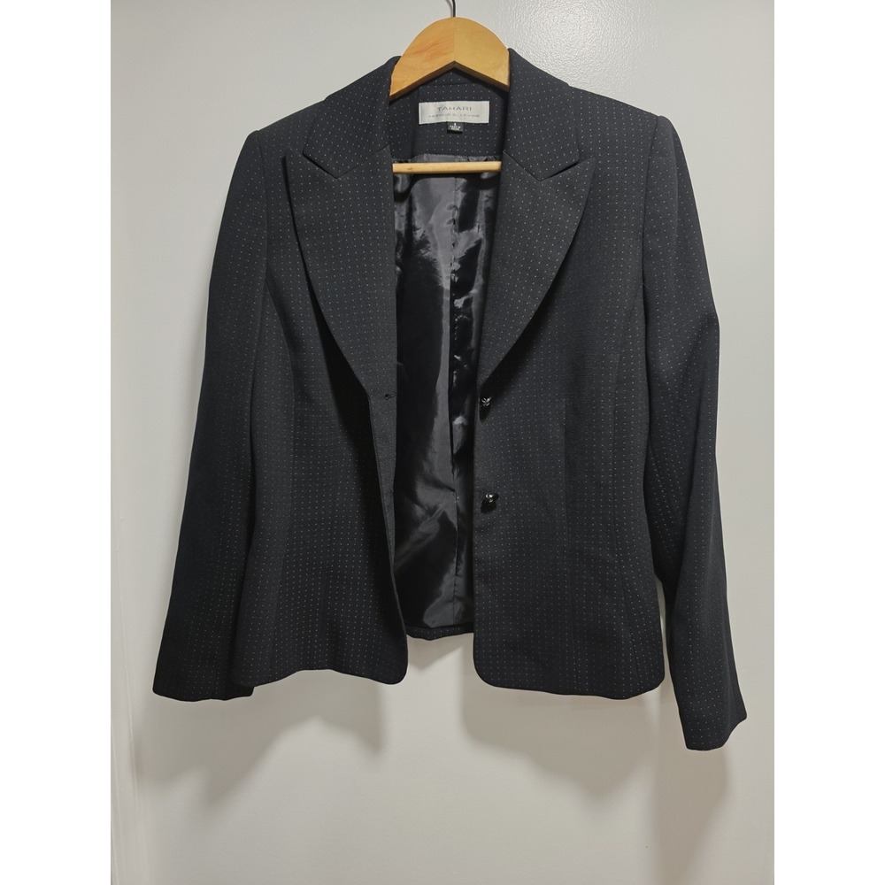 Tahari Women's Blazer Suit Jacket Size 8 Black Business Career Formal